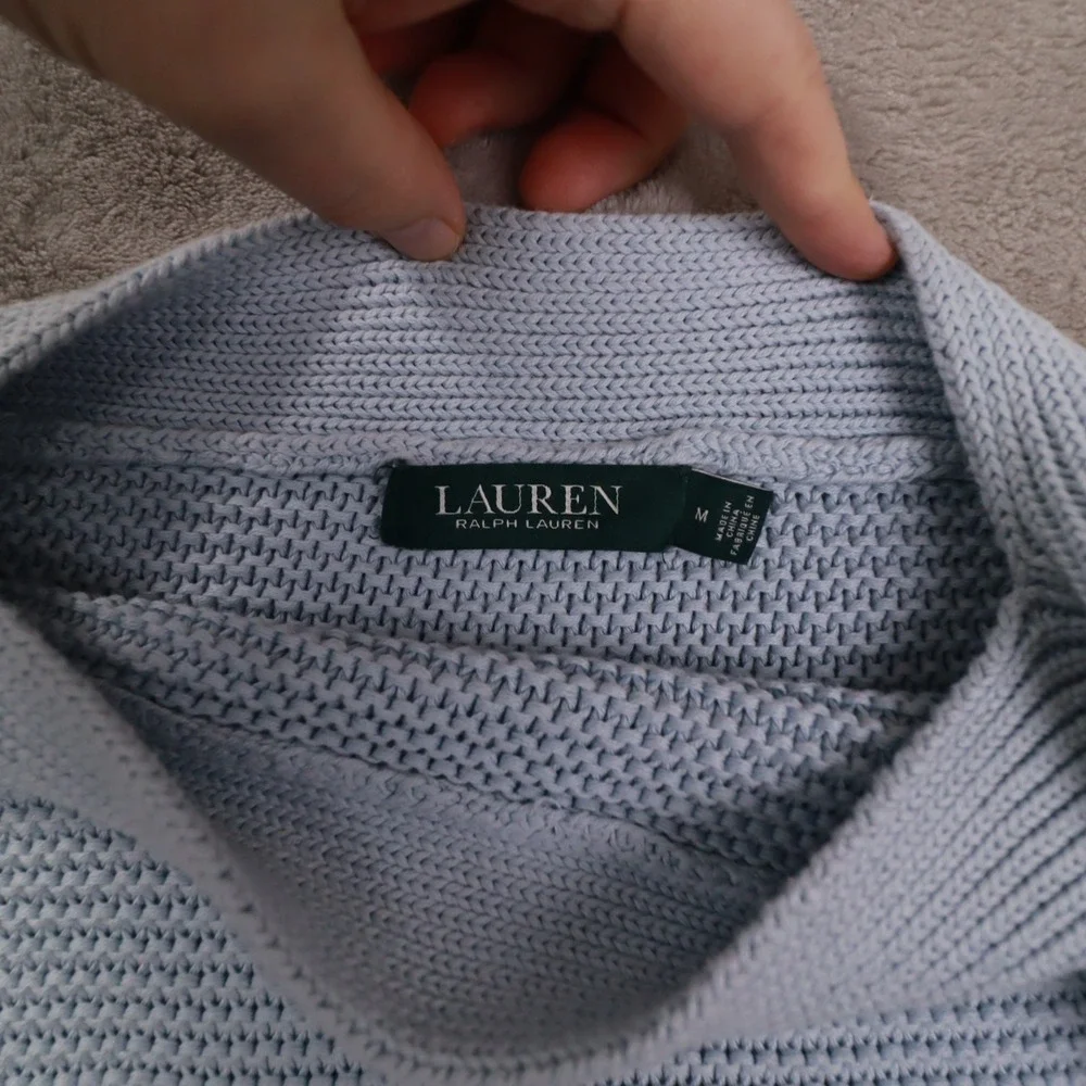 Lauren Ralph Lauren Knit Women's‎ Medium Long Sleeve Sweater Blue Boat Neck